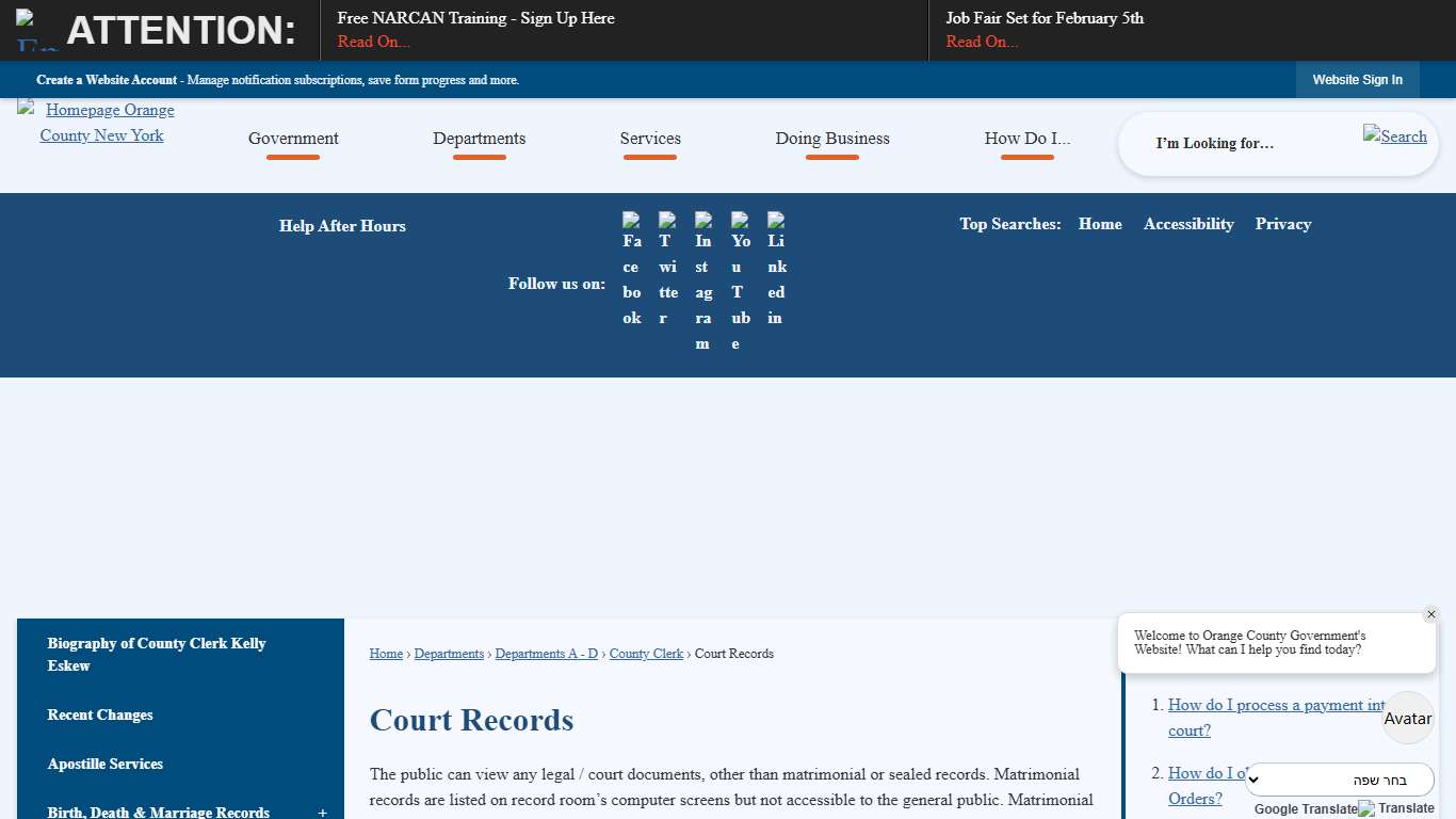 Court Records | Orange County, NY