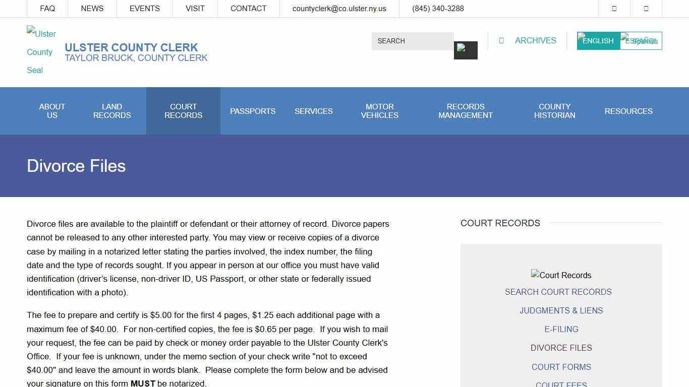 Divorce Files | Ulster County Clerk