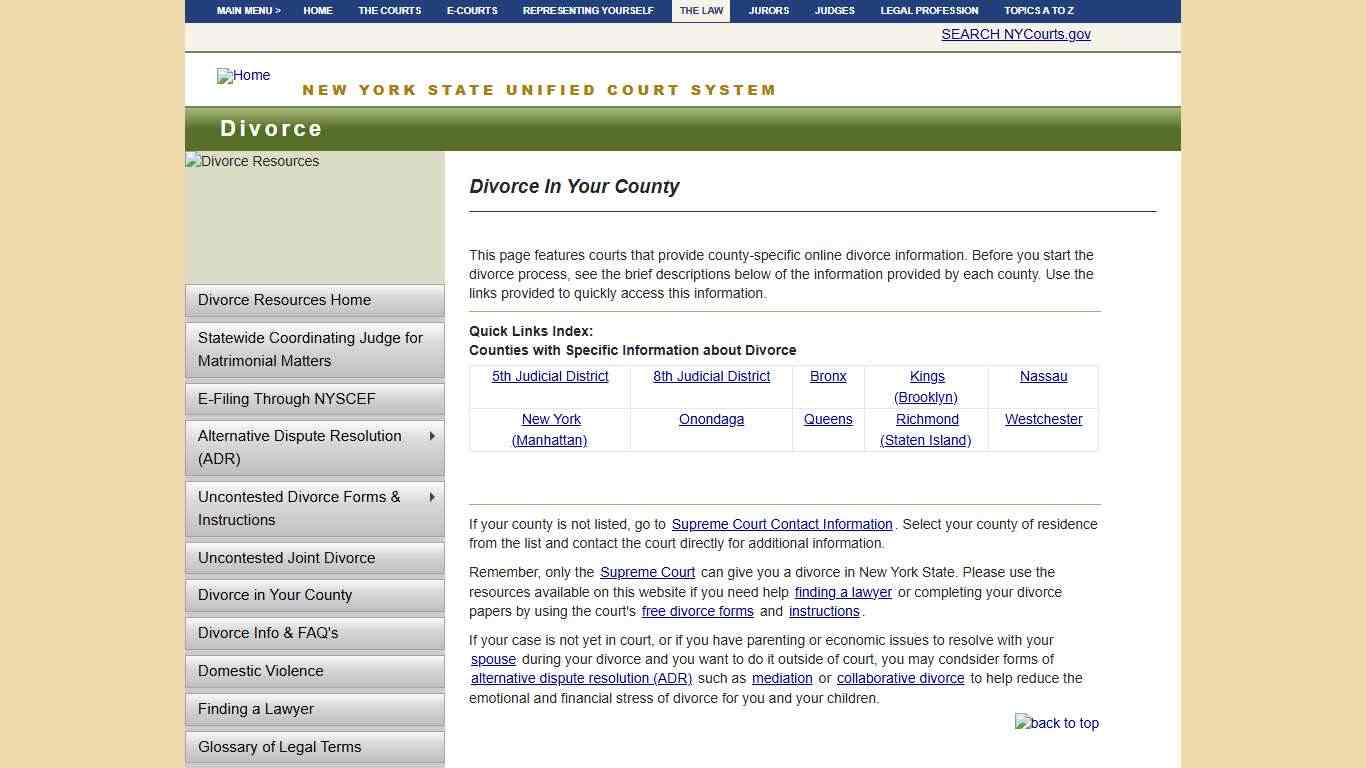 Divorce In Your County | NYCOURTS.GOV